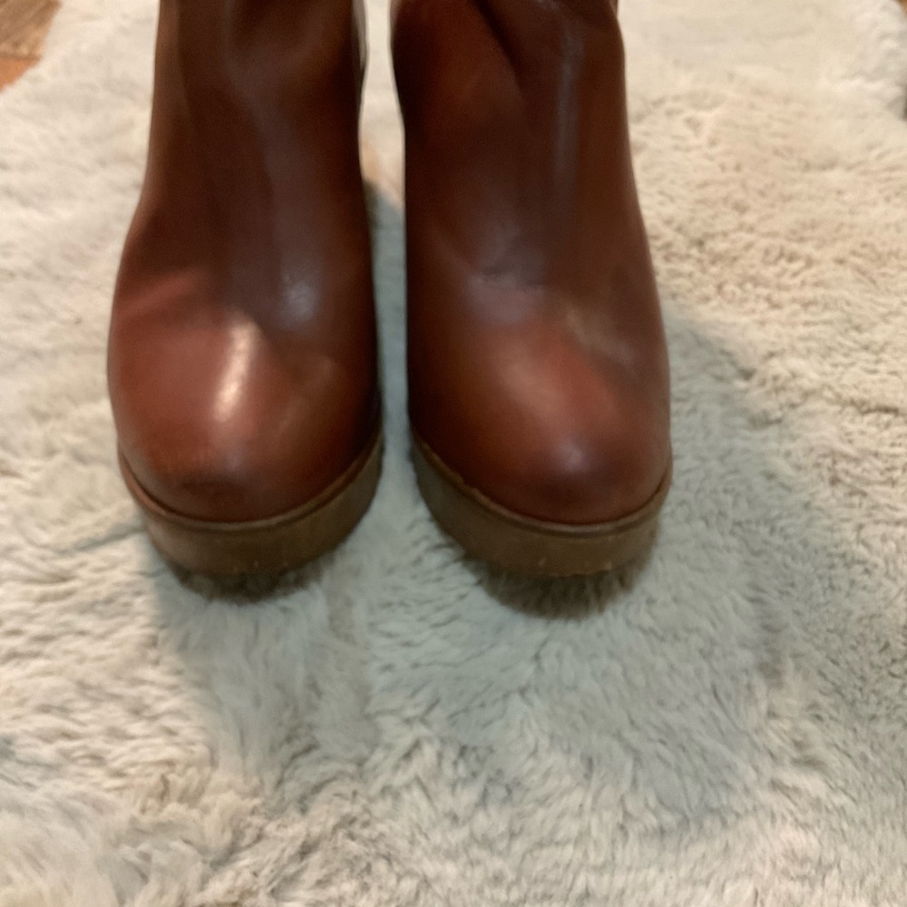 Women’s Brown Leather Platform Ankle Boots - Picture 2 of 16